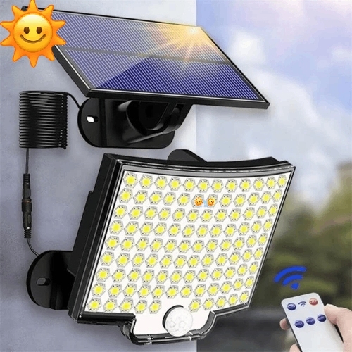 Solar Outdoor LED Wall Light with Motion Sensor & Remote Control - IP65 Waterproof Garden Lamp for Yard, Patio, Pathway